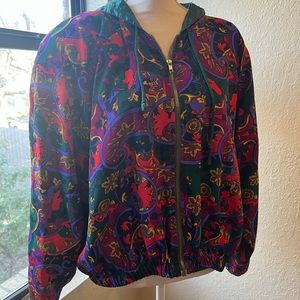 Vintage S.G. Sport Collection Women's Large Windbreaker Hood Baroque Paisley